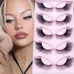 5 Pairs Cat Eye Lashes Natural False Lashes Wispy Makeup Faux Mink lashes for Glamorous Look