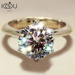 IOGOU 05ct3ct Solitaire Ring for Woman Yellow Gold Silver 925 Engagement Wedding with GRA Certificate Jewellery 240417