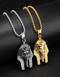 Pendant Necklaces Hip Hop Rock Gold Silver Color Stainless Steel Egyptian Pharaoh Tutankhamun Necklace For Men Jewerly With 24quo7389458