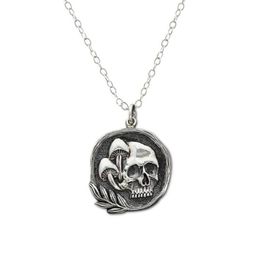 Pendant Necklaces Mushroom And Skull Necklace Gift For Him Or Her Sterling Silver Necklace Woman Man Gothic Jewelry Dark3546280