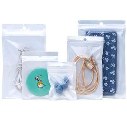 Packing Bags Wholesale White Plastic Retail Jewellery Packaging Bag With Hang Hole Self Sealing Zipper Package Pouch For Food Drop Deliv Dh2X6