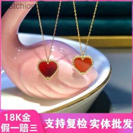 Luxury Top Grade Vancelfe Brand Designer Necklace 18k Gold Heartshaped Collarbone Chain Red Heart Shaped Coloured Gold Necklace High Quality Jeweliry Gift