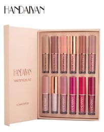 Handaiyan 12 Colour Lip Gloss Set Book Style Liquid Matte Lipstick Waterproof Natural Nutritious Makeup Lipgloss Sets8290024