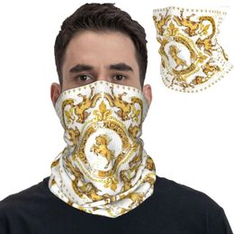 Scarves Luxury Golden Horses European Floral Bandana Neck Gaiter Printed Balaclavas Mask Scarf Warm Headwear Hiking For Men Women Adult
