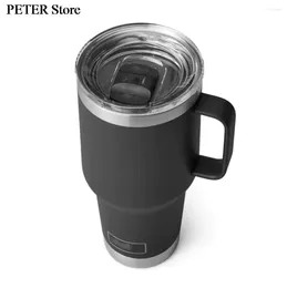 Mugs 30oz Stainless Steel Tumbler Milk Cup Double Wall Vacuum Insulated Metal Wine Glass With Handles Coffee Mug