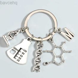 Keychains Lanyards Science Keychain Microscope Measuring Glass Chemical Molecules Key Ring Chemistry Structure Key Chains For DIY Jewelry Gifts d240417