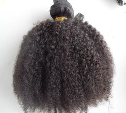 new arrive brazilian clip in afro kinky curly hair weft hair extensions unprocessed curly natural black color human extensions can6767575