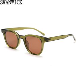 Swanwick square sunglasses for women TR90 light weight UV400 polarized sun glasses for men female black brown 240411