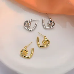 Stud Earrings 925 Sterling Silver Heart Love Open Punk Golden Geometric For Women Girl Gift Jewelry Drop Wholesale