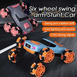 Diecast Model Cars New 6 wheel remote control deformation car with 360-degree rotation and stunt abilities rc drift car Childrens toy Holiday gift J240417