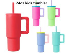 Wholesale 24oz Kids Tumbler with handle bright travel cup water bottle Stainless Steel Insulated colorful Travel Mug 0417