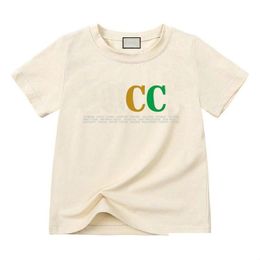 T-Shirts In Stock Child Tshirt White Short Sleeve Toddler Tee Kid Designer T Shirt Boys Girls Round Neck Pure Cotton Classic Printin Dhd0L