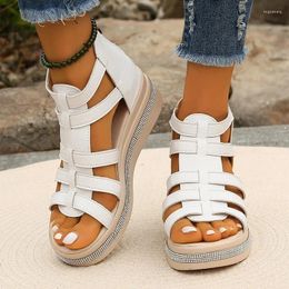 Sandals High Heels Women Wedges Shoes Summer Open Toe Slippers Platform Slides 2024 Comfort Pumps Zipper Mujer Zapatos Slingback