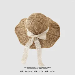 Wide Brim Hats Summer Khaki Straw Hat Beach Ladies Sun Block Large Fashion Women