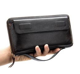 High quality Men039s wallet cowhide leather long zipper clutch bag genuine leathers multicard position youth trendy wallets pu2159727