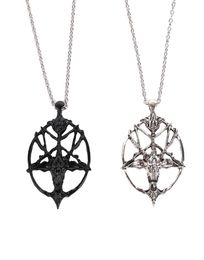 Fashion Pentagram Pan God Skull Goat Head Pendant Chain Necklace Unisex Luck Alloy Retro Vintage Jewelry7810464