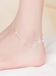 2021 KOFSAC New Fashion 925 Sterling Silver Chain Anklets For Women Party Charm Star Ankle Bracelets Foot Jewelry Cute Girl Gift H4558467