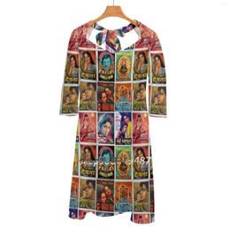 Casual Dresses Vintage Bollywood Pattern Sweetheart Knot Flared Dress Fashion Design Large Size Loose Fun Decore Old