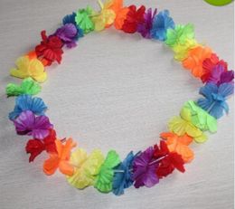 Whole multi colour Hawaiian rainbow flower Leis artificial flower beach garland Necklace Luau Party gay pride 40 inch4886777