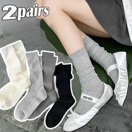 Women Socks 1/2pairs Lolita For Knee-socks Lady Splicing Stockings Autumn Winter Y2K Middle Tube Korean Preppy Casual Sock