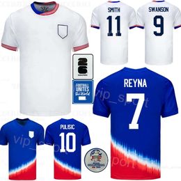 USA 24 25 Copa America 9 PEPI Soccer Jerseys United States National Team 4 ADAMS 1 TURNER 10 PULISIC 11 AARONSON 5 ROBINSON 7 REYNA WRIGHT Football Shirt Kits Mens