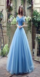 2018 In Stock Elegant Ball Gowns Blue Quinceanera Dresses With Beads Crystals Sweet 16 Dresses 15 Year Prom Gowns QS10304603677