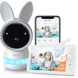 ARENTI Video Baby Monitor with 2K Ultra HD Camera, Night Vision, Lullabies, Motion Detection, Temperature & Humidity Sensor, 5" Color Display - WiFi Enabled