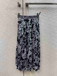 Skirts Designer 2024 New Luxury Brand All Match Fashion Elegant Bow Print Pattern Women High Waist A-line Long Skirt 3DX4