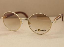 Decor Wood frame 7550178 Octagon Sunglasses Round men famous silver gold metal frame C Decoration high quality lenses Diamond1422771