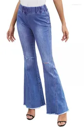 Women's Jeans Fashion Casual Slim Fit Flared Pants High Waist Denim Trousers Ladies Clothing