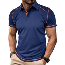 Neue Sommer -Männer -Kurzärmel -Polo -Hemd Herrenfarbe Blockieren Polo -Hemd Herren -Polo -Shirt