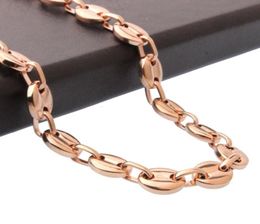 Arrive Fashion Men039s Jewellery Rose Gold Tone Stainless Steel Coffee Bean Link Chain Necklace 8quot30quot Chains7013973