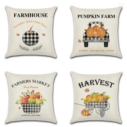 Pillow Thanksgiving Day Pumpkin Truck Harvest Decor Cover Sofa Home Fall Autumn Farm 45 Cm Printed Covers