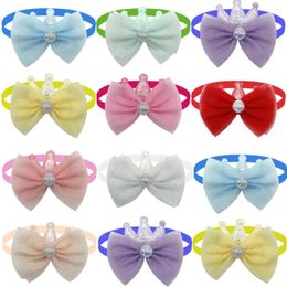Dog Apparel 50/100pcs Pet Cat Bow Ties Adjustable Collar Crown Style Neckties For Small Grooming Accessories Products