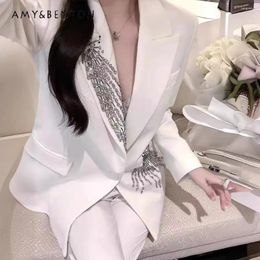 Women's Jackets Socialite Heavy Industry Diamond Suit For Women Spring And Autumn Office Lady Fashion Graceful Loose Casual Jacket