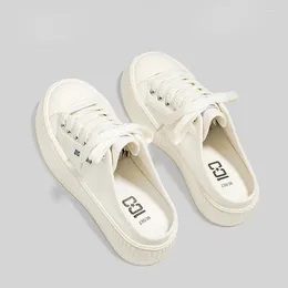 Casual Shoes White For Women Girl's Black Basic No Back Canvas Slippers Slip On 2024 Summer Nice Quality Sneakers