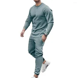 Men's Tracksuits Fashion Men Sweatshirts Sets Solid Multi-Color Hoodie Sweatshirt Pants Round Neck Tracksuit Set Casual Sports Suits