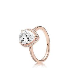 18K Rose gold Tear drop CZ Diamond RING with Original Box fit 925 Silver Wedding Rings Set Engagement for Women Jewelry51064941612129