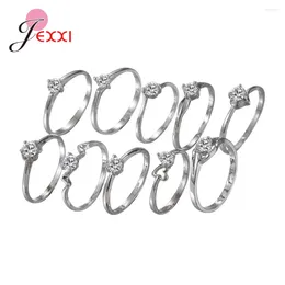 Cluster Rings 10Pieces/set Fashion Ring Set Ladies 925 Silver Needle Temperament Cz Diamond Finger Joint Wedding Jewelry Banquet Gift