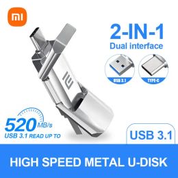 Adapter Xiaomi Pen Drive 2TB 1TB USB 3.1 TypeC USB 3.0 Flash Drive Mobile Phone Computer Mutual Transmission Portable USB Memory 128GB