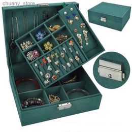Accessories Packaging Organisers 2020 New Colour Double-layer Velvet Jewellery Box European Jewellery Storage Box Large Space Jewellery Holder Gift box Y240417