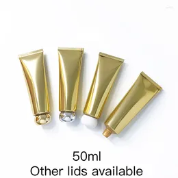 Storage Bottles 50ml Gold Aluminium Plastic Empty Bottle 50g Cosmetic Cream Soft Tube Facial Cleanser Lotion Squeeze Containers