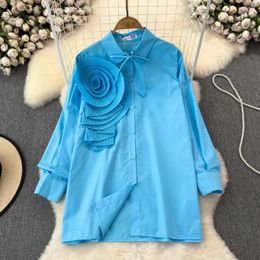 Women's Blouses Camisas De Mujer Turn-down Collar Pleat Floral Solid Colour Blusas Button High Quality Office Lady Blouse Women Summer