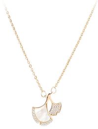 JrSr 100925 Sterling Silver Fritillary Ginkgo Leaf Pendant Necklace 2021 Woman DIY Jewellery Valentine Day Gift Chains9954205