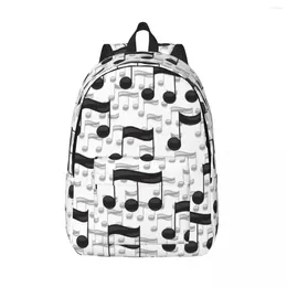 Backpack Student Bag Black Music Notes On White Background Parent-child Lightweight Couple Laptop