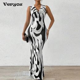 Summer Fashion Women Dress Sexy Sleeveless Bodycon Dresses For Elegant Printed Long 240412
