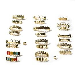 Grillz, Dental Grills Mens Gold Grillz Teeth Set Fashion Hip Hop Jewellery High Quality Eight 8 Top Tooth Six 6 Bottom Drop Delivery Bo Dhpjx
