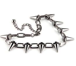 Vintage Silver Spikes Studs Rivets Punk Goth Necklace Pendant Charms Choker Collar Necklace Jewellery Fashion DIY Women Gifts8359293