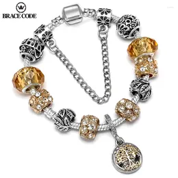 Charm Bracelets Silver-plated Bracelet With Tibetan Silver Beads. DIY Family Tree Pendant. Suitable For European Elegant Women Gift