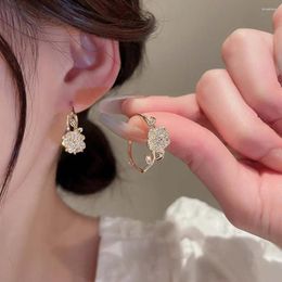 Stud Earrings Korean Rhinestone Roses For Women Fashion Flowers Girls Jewelry Accessories